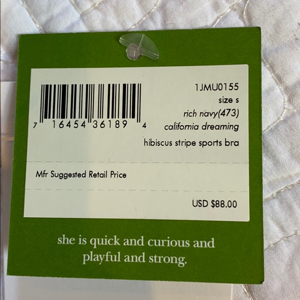 NWT KATE SPADE “hibiscus stripe” sports bra - Picture 6 of 8